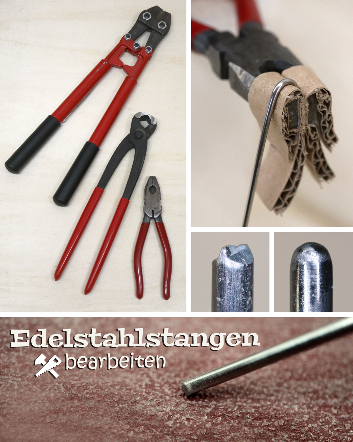 Edelstahlstangen vorbereiten